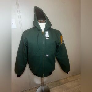 Berne Workwear Canvas Quilt Lining Hooded Jacket Brown Work Heavy Sz Medium